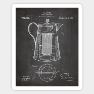 Coffee Percolator Patent - Coffee Shop Art - Black Chalkboard Sticker